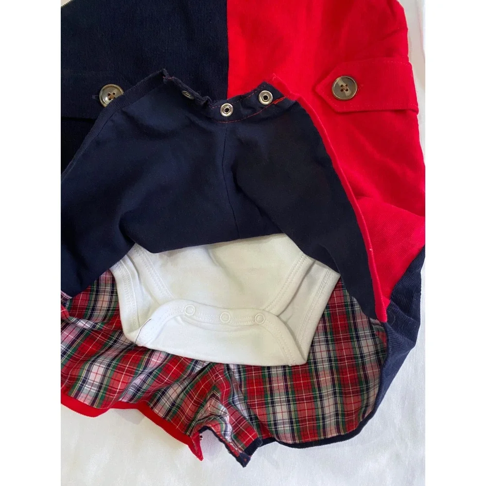 🆕TBBC Cooper Colorblock Jon Jon Nantucket Navy w/ Richmond Red Corduroy 18/24M